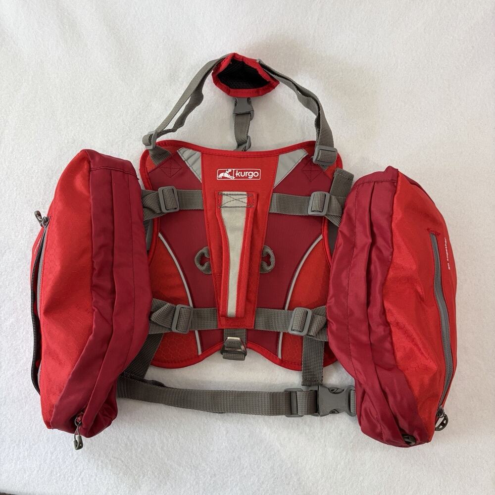 Kurgo Dog Backpack Walking Harness Baxter Large Regular 3.75 Liter 30-85 lbs Red